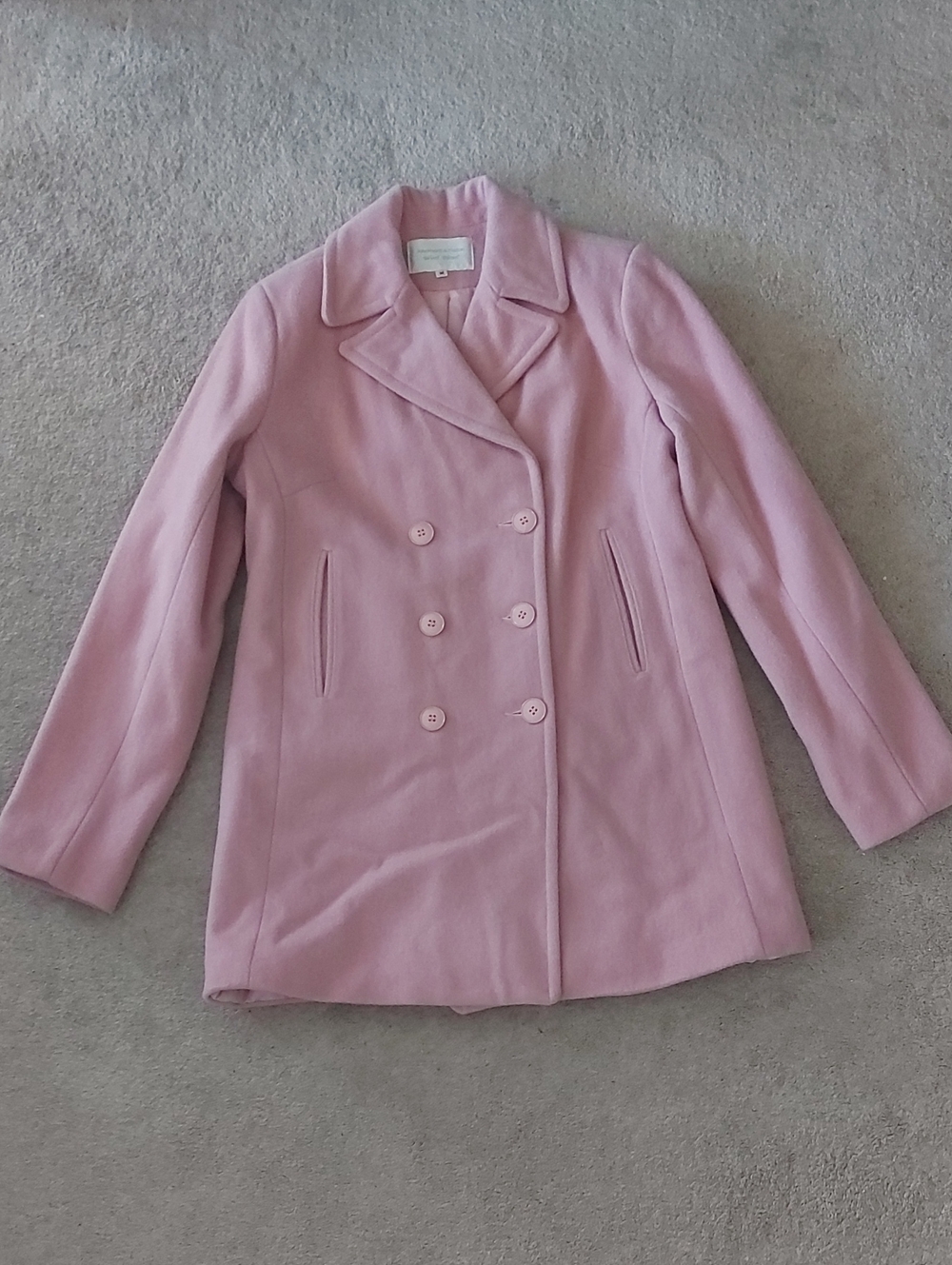 Fairweather pink wool pea coat